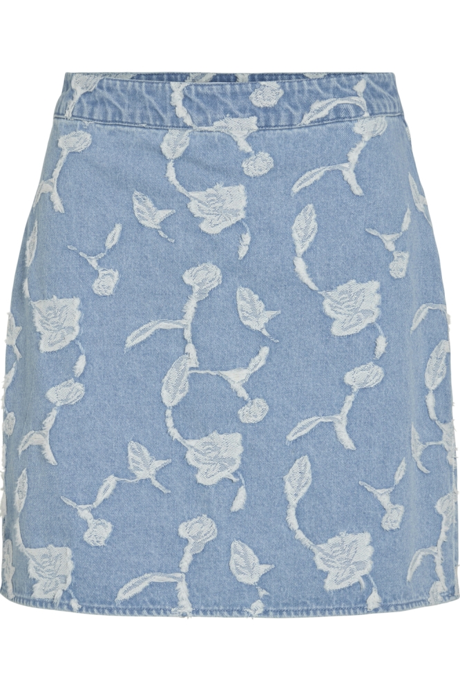 VIIANAIS HW JACQUARD SHORT DENIM SK 14105523 Light Blue Denim/JACQUARD